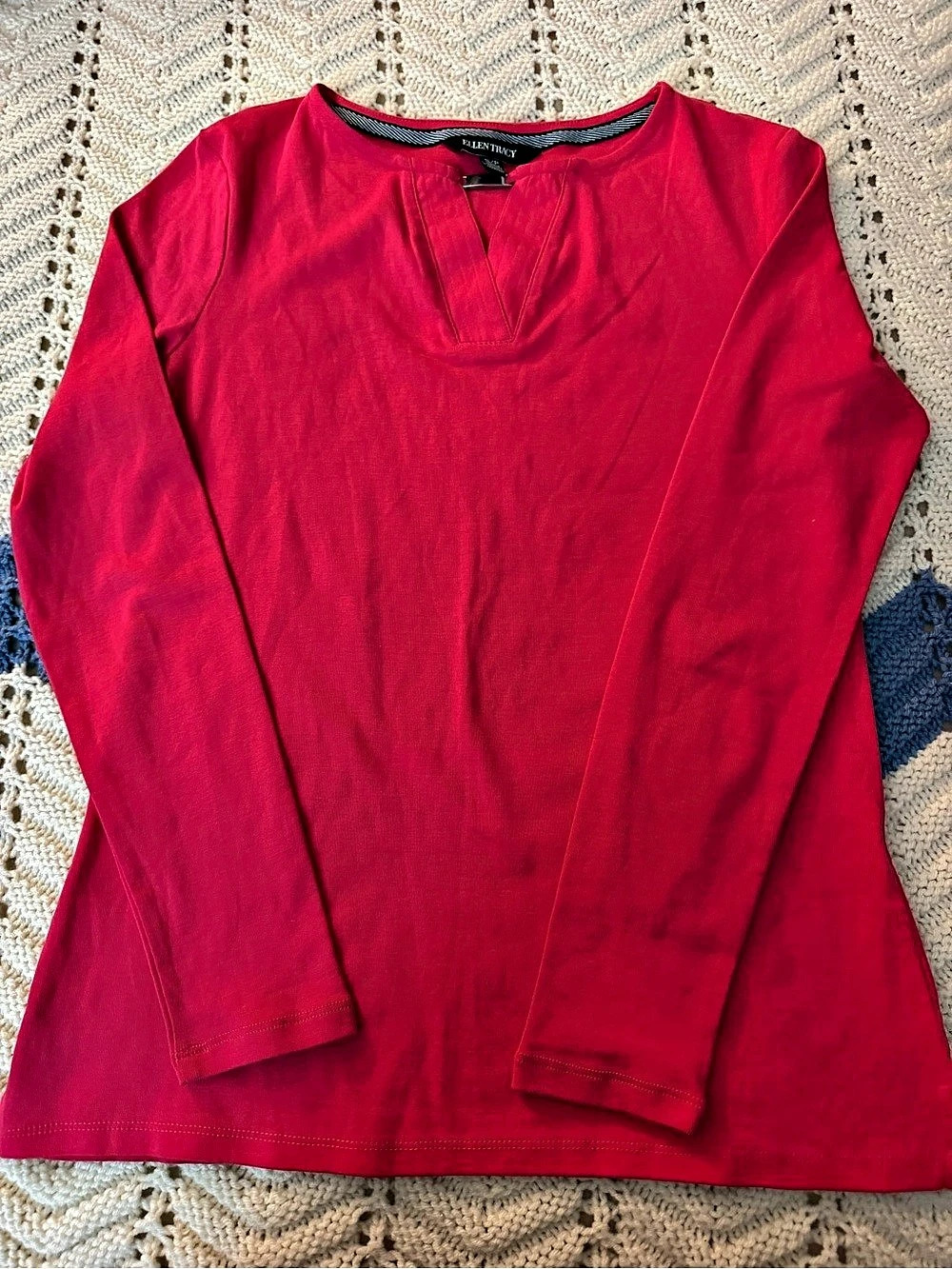 Ellen Tracy Long Sleeve Top in Pink Size Small